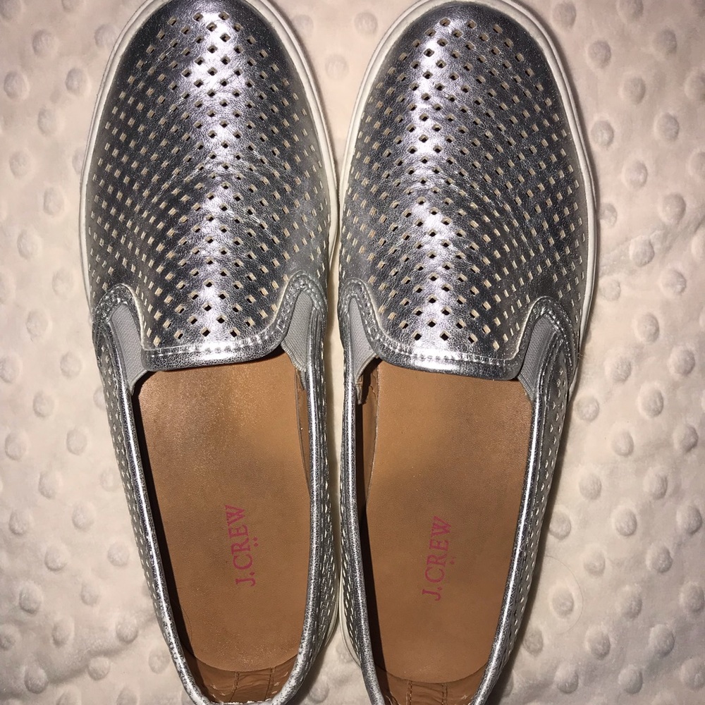 J CREW Womens Silver loafers